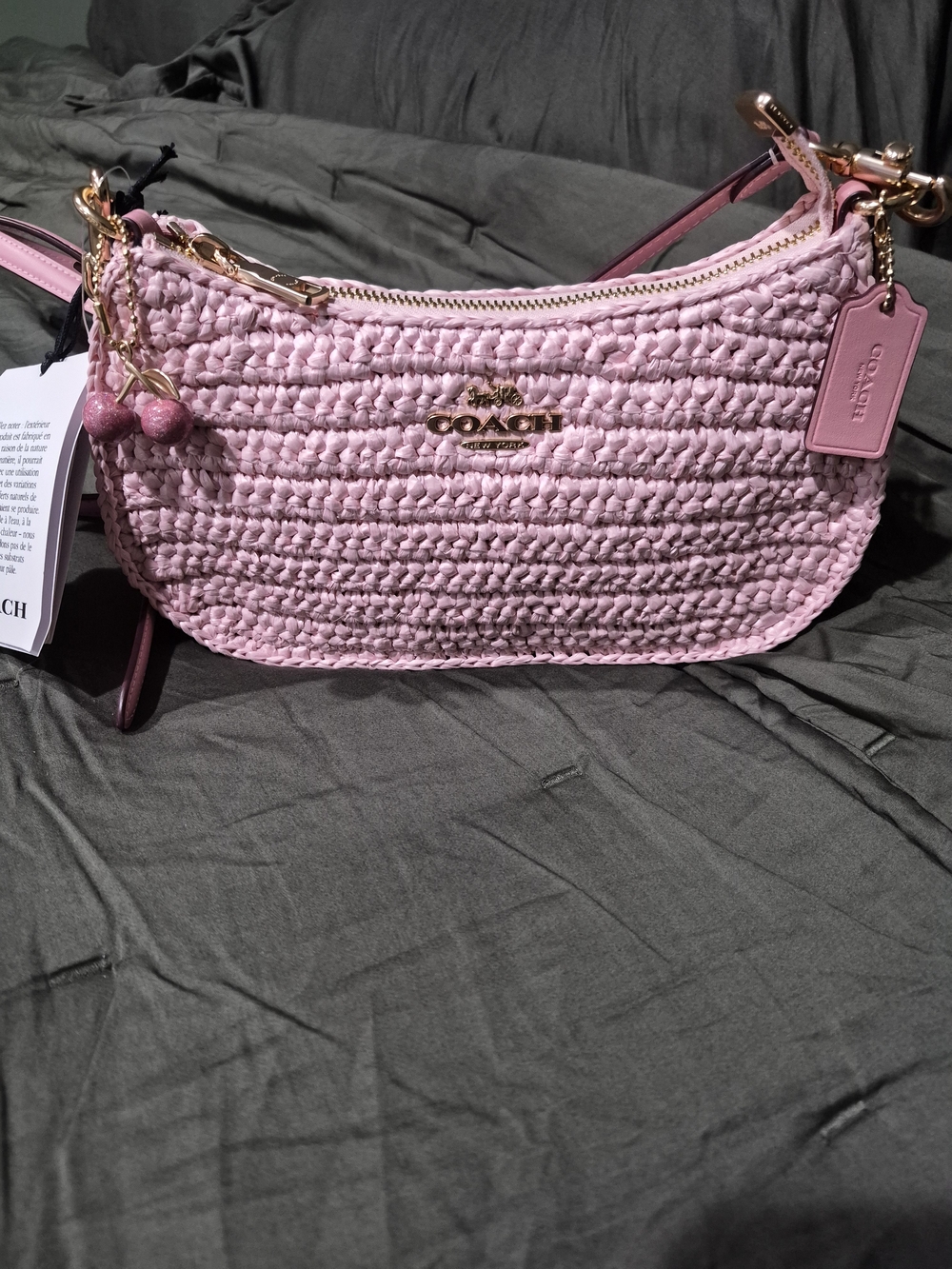 Coach Pink Crochet Mini Shoulder Bag with Pink Strap - Picture 4 of 5